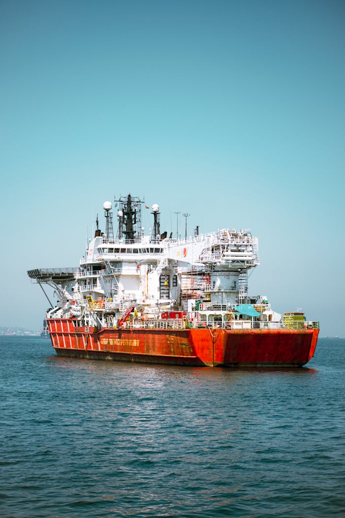 A large cargo ship moored in İstanbul harbor, capturing industrial transportation at its finest.